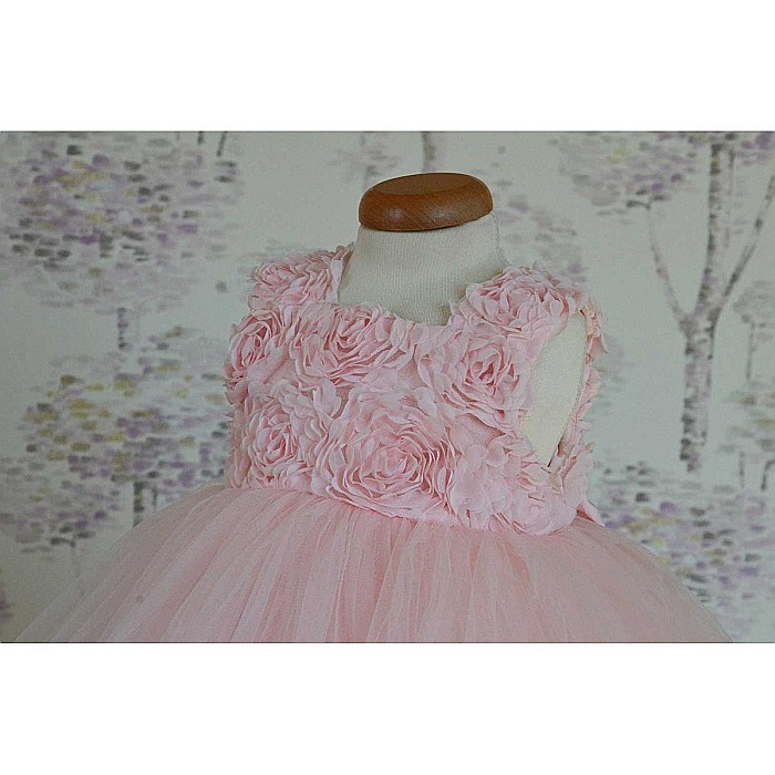 Rochite botez fete roz de vara cu trandafirasi, Rose Tiara [5]