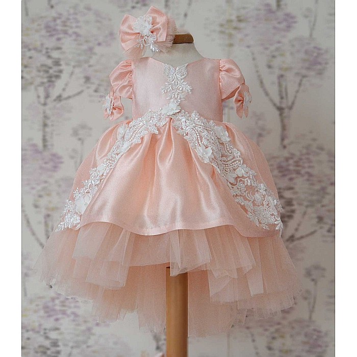 Rochite botez fetite bebe pentru vara din organza corai si dantela 3D, ELIZABETH [3]
