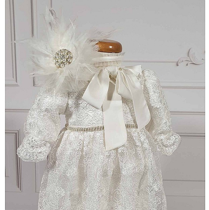 Rochite botez fetite Roberta- set elegant superb din dantela alba, 4 piese [2]
