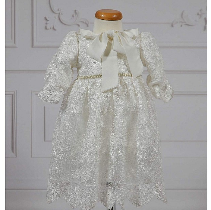 Rochite botez fetite Roberta- set elegant superb din dantela alba, 4 piese [7]