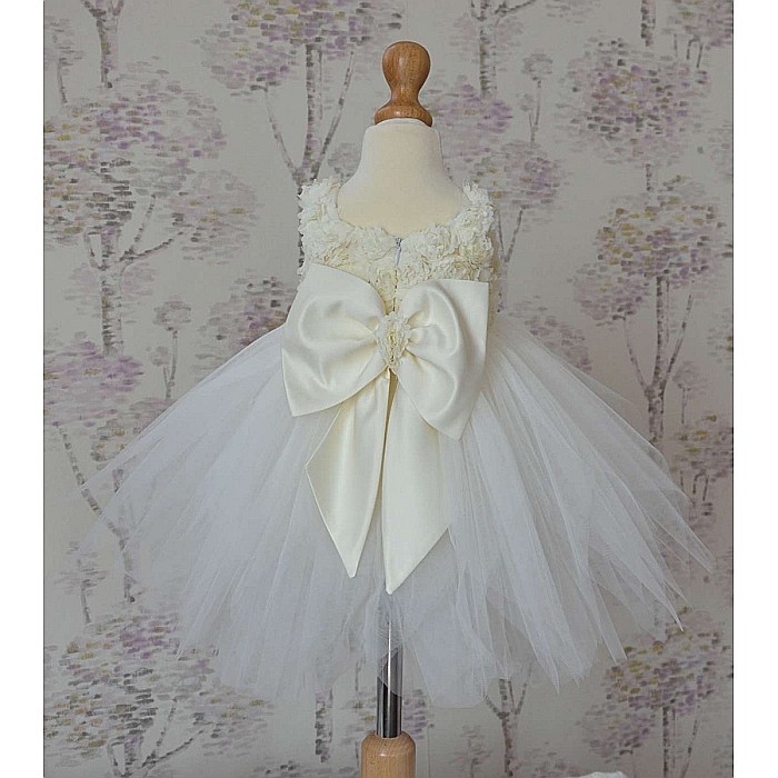 Rochite botez fetite - rochita alb-ivoire fete bebelusi de vara, 3 piese, IVOIRE TIARA [3]