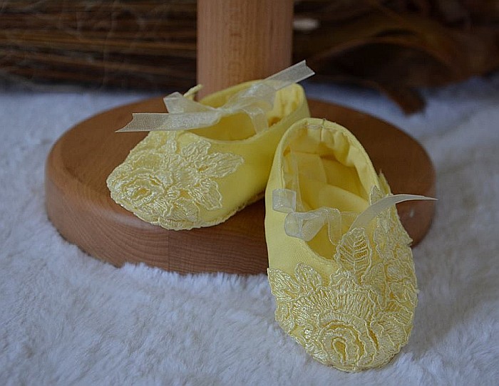 Rochite botez fetite vara SUNSHINE- set de vara tull galben si dantela, 3 piese [3]