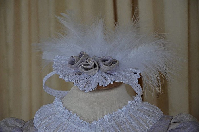 Rochite botez ieftine mov fetite Arabella - set brocart mov si dantela, 3 piese [4]