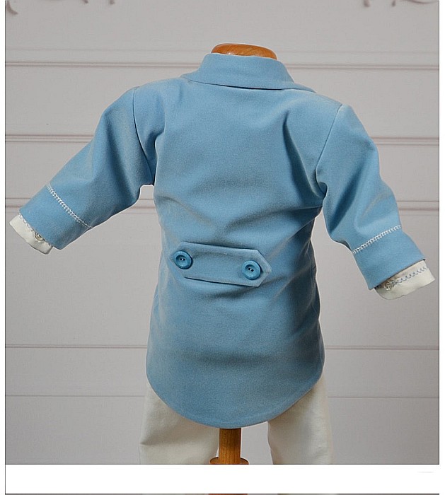Set costum bleu, lumanare si trusou de botez Ivan [7]