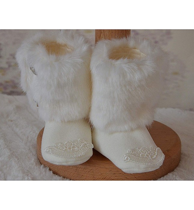 Set palton de botez ivoire bebelusi fetite ADELLE, 3 piese [4]