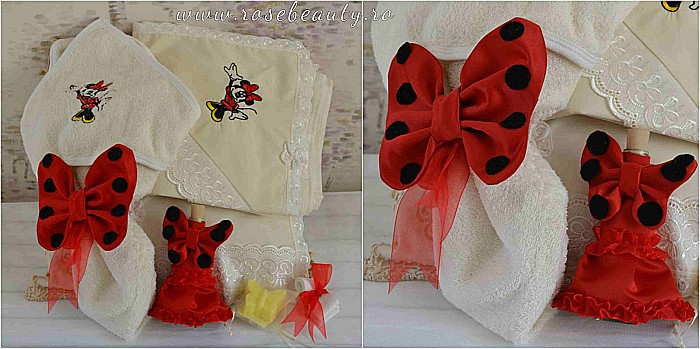 Trusou botez fetite cu tema MINNIE rosu 7 piese [3]