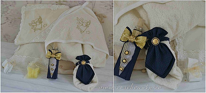 Trusou de botez biserica baiat auriu si bleumarin,Navy [2]