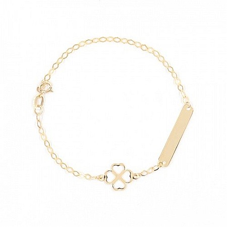 Bratara aur galben 14K bebelusi copii cu placuta si Trifoi [0]