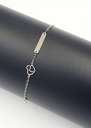 Bratara aur galben 14K bebelusi copii gravabila Inimioare [1]