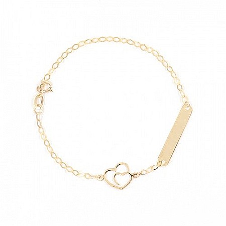 Bratara aur galben 14K bebelusi copii gravabila Inimioare [0]