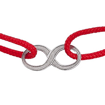 Bratari din aur - Bratara cu pandant din aur alb 14k nou nascut bebelusi snur rosu Infinit 8mm