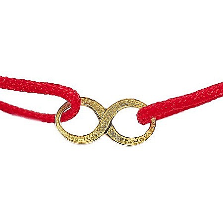 Bratari din aur - Bratara cu pandant din aur galben 14k nou nascut bebelusi snur rosu Infinit 8mm