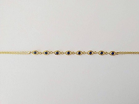 Bratara de aur 14K mobila reglabila dama cu pietre albastre [1]