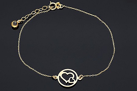 Bratara din aur 14k mobila dama femei 2 Inimioare [0]