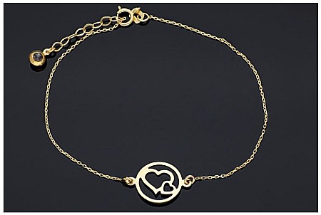 Bratara din aur 14k mobila dama femei 2 Inimioare [1]