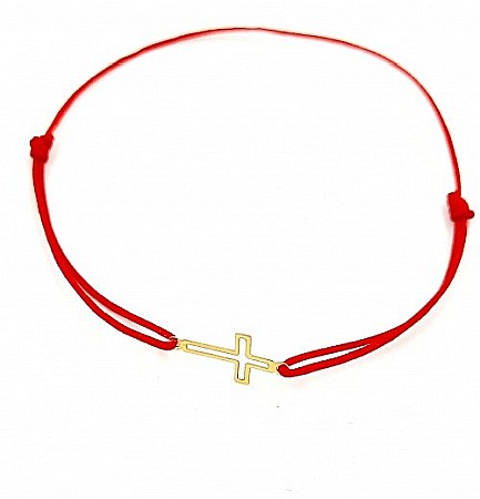 Bratari din aur - Bratara reglabila bebelusi Contur Cruciulita aur 14K, 16 mm