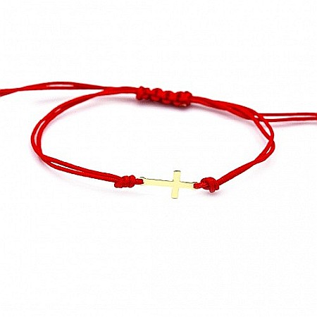 Bratari din aur - Bratara reglabila, nou nascuti bebelusi Cruciulita aur 14K, 13 mm