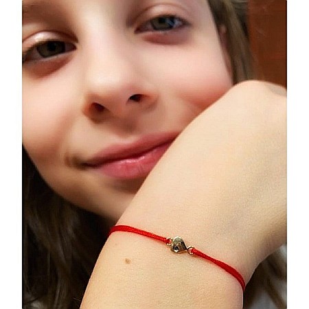 Bratara snur rosu aur 14k bebelusi copii Inimioara rubin [1]