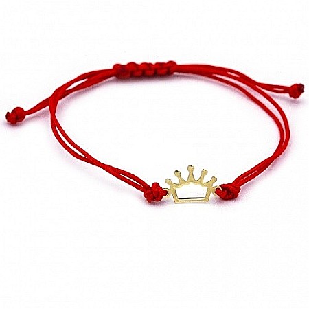 Bratari din aur - Bratara snur rosu bebelusi Coroana aur 14K, 1 cm