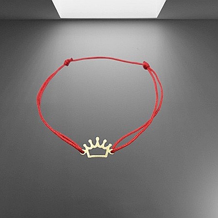 Bratara snur rosu bebelusi Coroana aur 14K, 1 cm [1]