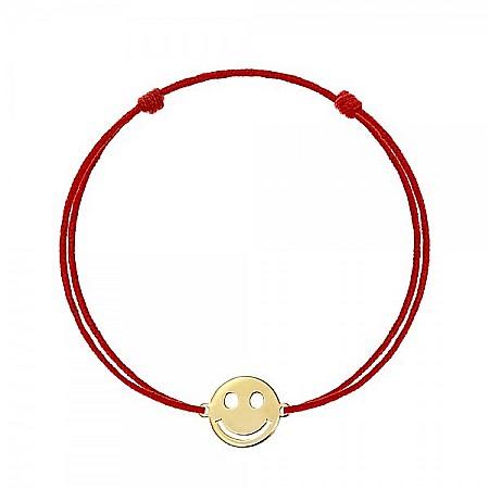 Bratari din aur - Bratari de aur 14k bebelusi copii snur rosu Smiley Face