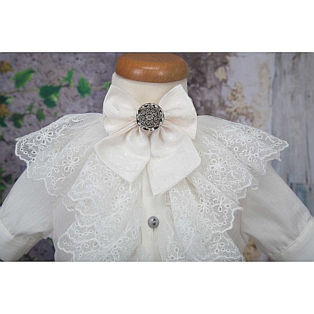 Camasa costum botez baiat JAMES din bumbac tip body, cu dantela [1]