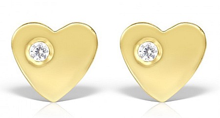 Cercei aur 14k bebelusi copii Inimioare mici cu diamant [0]