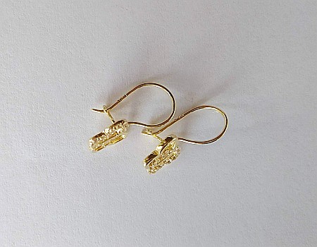 Cercei aur 14K Tortite fete copii Fluturasi cu pietre albe 1.2 cm [1]