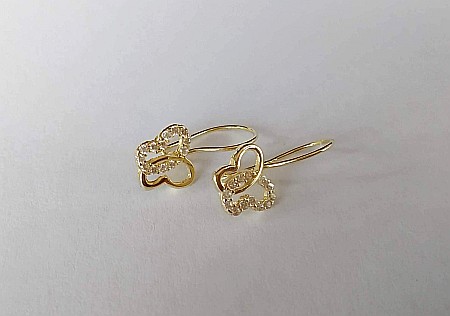 Cercei aur 14K Tortite fete copii Fluturasi cu pietre albe 1.2 cm [0]