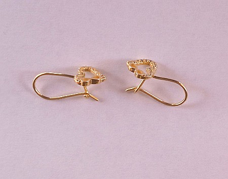 Cercei aur 14K Tortite fete copii Inimioare cu pietre albe 1.2 cm [2]