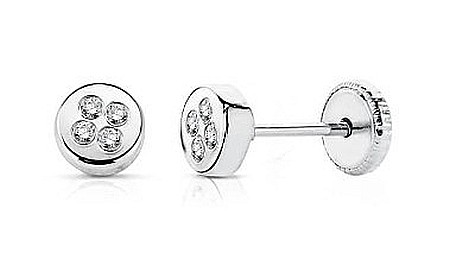Cercei aur alb 14K bebelusi copii Cerc 4mm cu 4 diamante [4]
