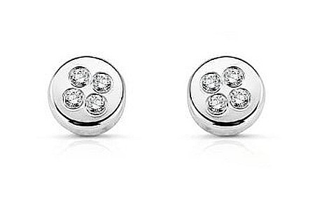 Cercei aur alb 14K bebelusi copii Cerc 4mm cu 4 diamante [3]