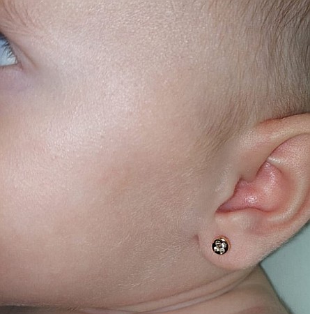 Cercei aur alb 14K bebelusi copii Cerc 4mm cu 4 diamante [2]