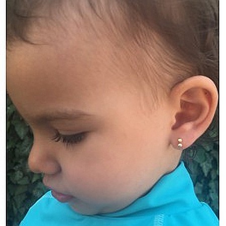 Cercei aur alb 14K cu surub nou nascuti bebelusi Bobite duble [2]