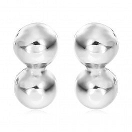 Cercei aur alb 14K cu surub nou nascuti bebelusi Bobite duble [1]