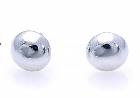 Cercei aur alb 14k dama cu surub Bilute plate 7,5 mm [0]