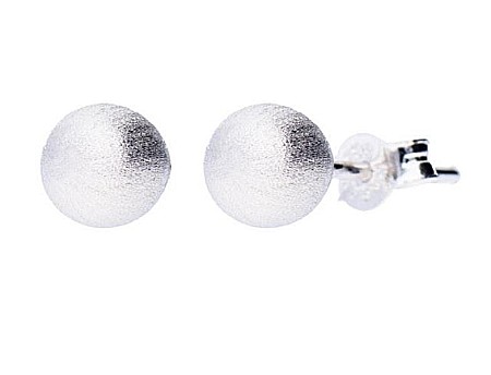 Cercei aur alb 14k dama cu surub Bilute satinate 6 mm [0]