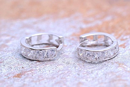 Cercei aur alb copii bebelusi cu tortite pietre albe 9mm [0]