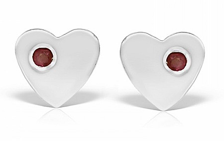 Cercei aur alb cu protectie bebelusi copii Inimioare rubin [0]
