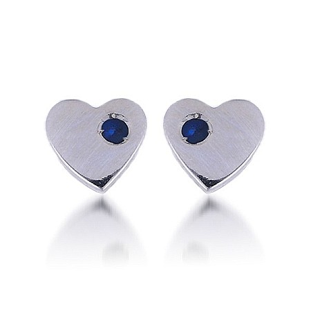 Cercei aur alb cu protectie bebelusi copii Inimioare Safir [0]