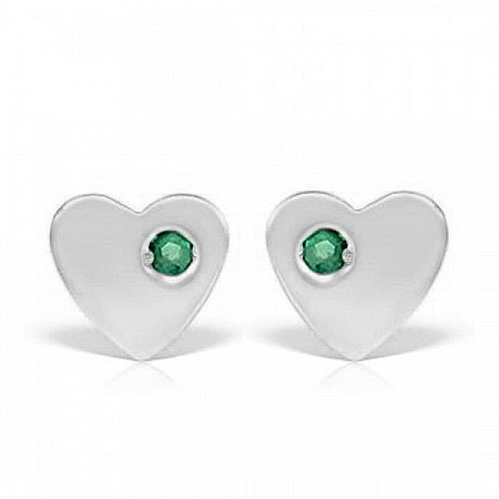 Cercei aur alb cu protectie bebelusi copii Inimioare Smarald [0]