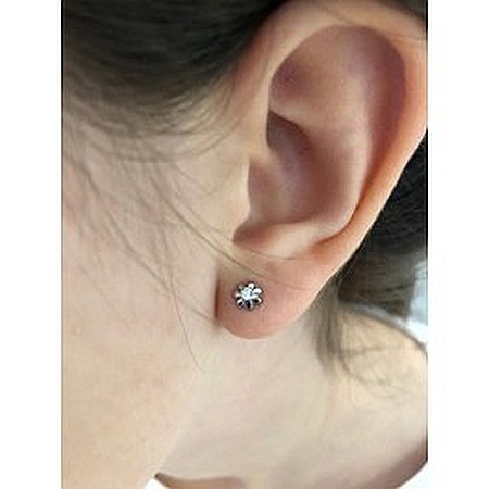 Cercei aur alb Flori cu piatra alba [2]