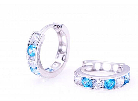 Cercei aur alb rotunzi bebelusi si nou nascuti tortite albastru deschis 8mm [1]