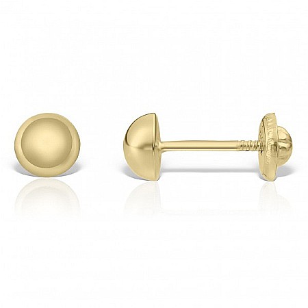 Cercei aur galben 14K cu surub nou nascuti bebelusi Semisfere 5mm [1]