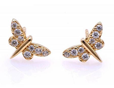 Cercei aur galben 14k dama cu surub Libelule cu pietre [0]