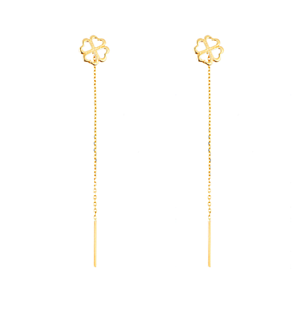 Cercei aur lungi dama cu lantisor model TRIFOI [2]