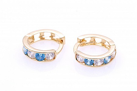 Cercei aur nou nascuti bebelusi rotunzi tortite pietre blue topaz 8mm [0]