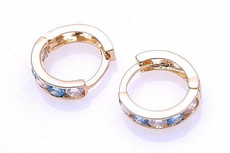Cercei aur nou nascuti bebelusi rotunzi tortite pietre blue topaz 8mm [1]