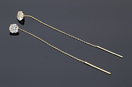 Cercei de aur lungi cu lant - Cercei bijuterii din aur 14K lungi cu lant mobil dama