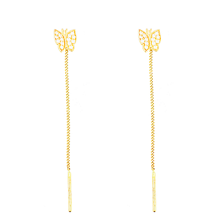 Cercei dama cu lant aur 14k pandant Fluturas cu pietre [0]